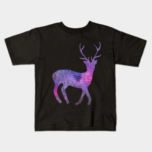 Watercolor galaxy deer Kids T-Shirt